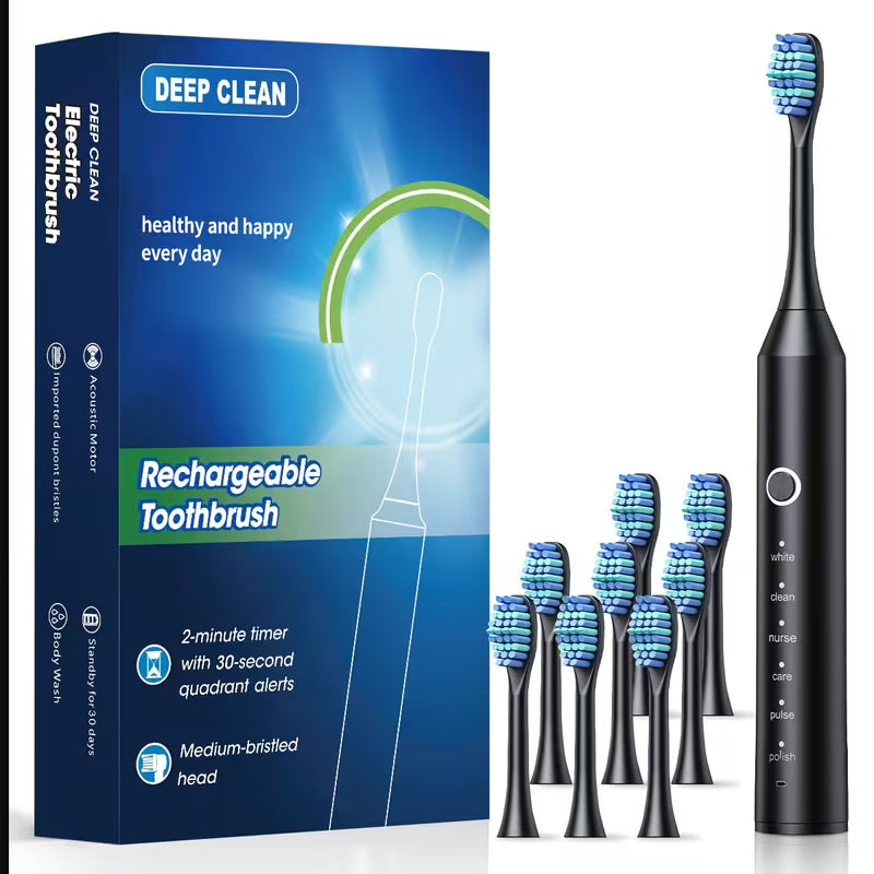 Smart Electric Toothbrush for Adults with 6 Cleaning Modes (Deep Clean, Whitening, Gum Care, Pro Clean, Smart, Massage)