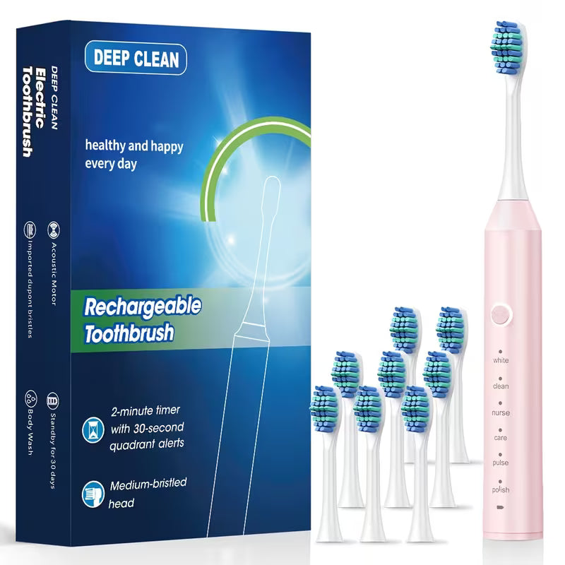 Smart Electric Toothbrush for Adults with 6 Cleaning Modes (Deep Clean, Whitening, Gum Care, Pro Clean, Smart, Massage)
