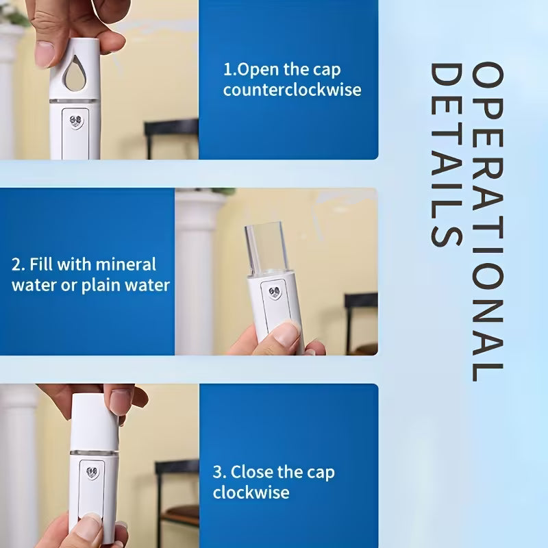 Portable Mini Facial Steamer And Humidifier with Mist Spray for Cleaning Eyelash Extensions The Skin