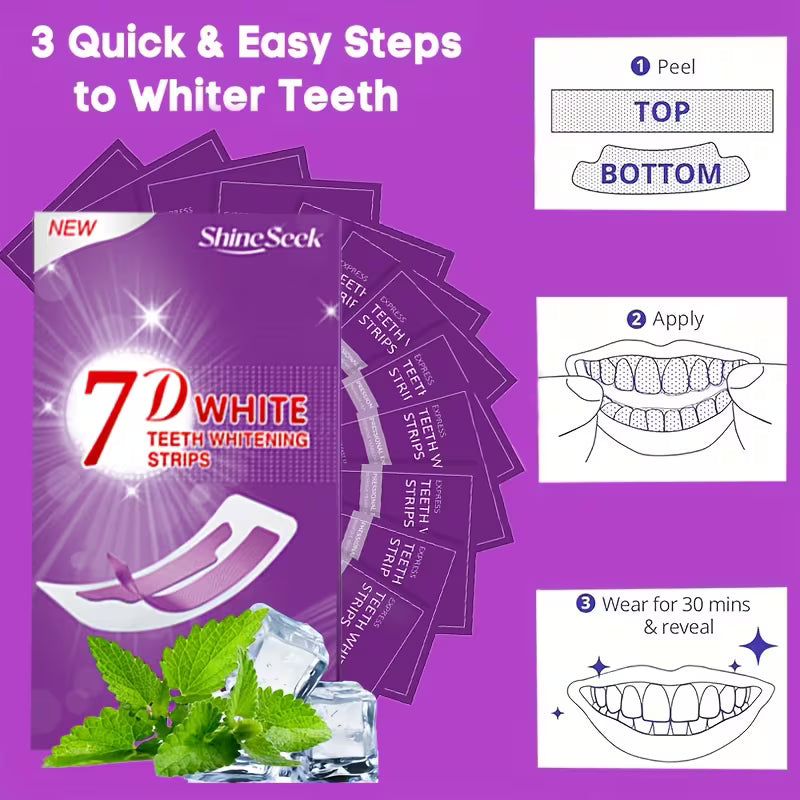 28pcs/14 Pairs of 7D Purple Teeth Strips, for Daily Use And Teeth Cleaning And Brightening During Travel