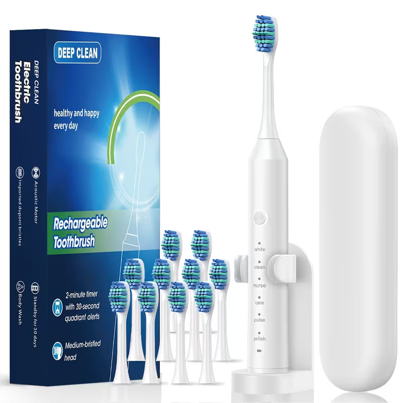 Smart Electric Toothbrush for Adults with 6 Cleaning Modes (Deep Clean, Whitening, Gum Care, Pro Clean, Smart, Massage)