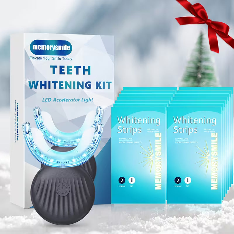 Beauty Tech Teeth Device Featuring 14 Pairs of Strips, an LED Light