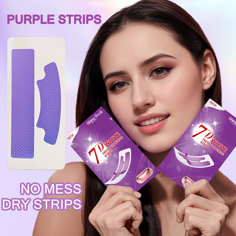 28pcs/14 Pairs of 7D Purple Teeth Strips, for Daily Use And Teeth Cleaning And Brightening During Travel