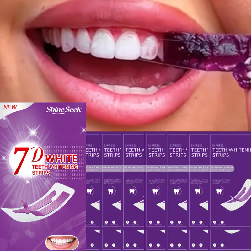 28pcs/14 Pairs of 7D Purple Teeth Strips, for Daily Use And Teeth Cleaning And Brightening During Travel