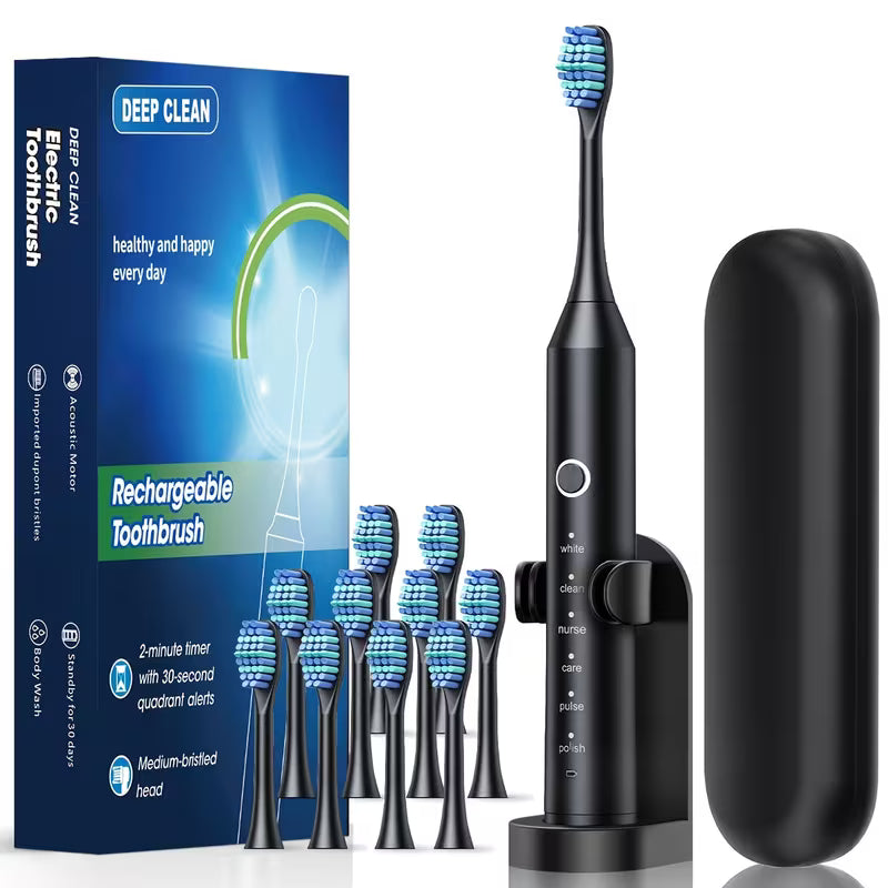 Smart Electric Toothbrush for Adults with 6 Cleaning Modes (Deep Clean, Whitening, Gum Care, Pro Clean, Smart, Massage)