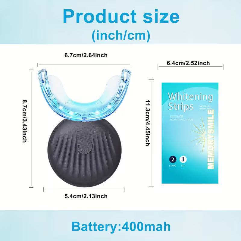 Beauty Tech Teeth Device Featuring 14 Pairs of Strips, an LED Light