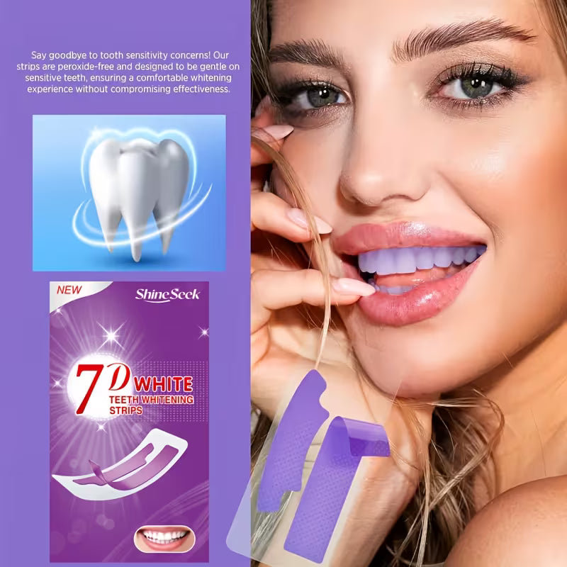 28pcs/14 Pairs of 7D Purple Teeth Strips, for Daily Use And Teeth Cleaning And Brightening During Travel